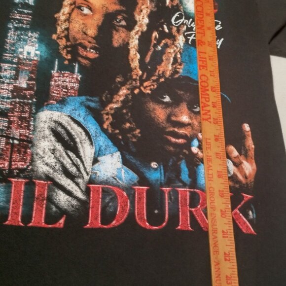 Lil Durk Shirt Small Black Short Sleeve Rapper Rap Music Graphic Chicago Skyline - Picture 5 of 7